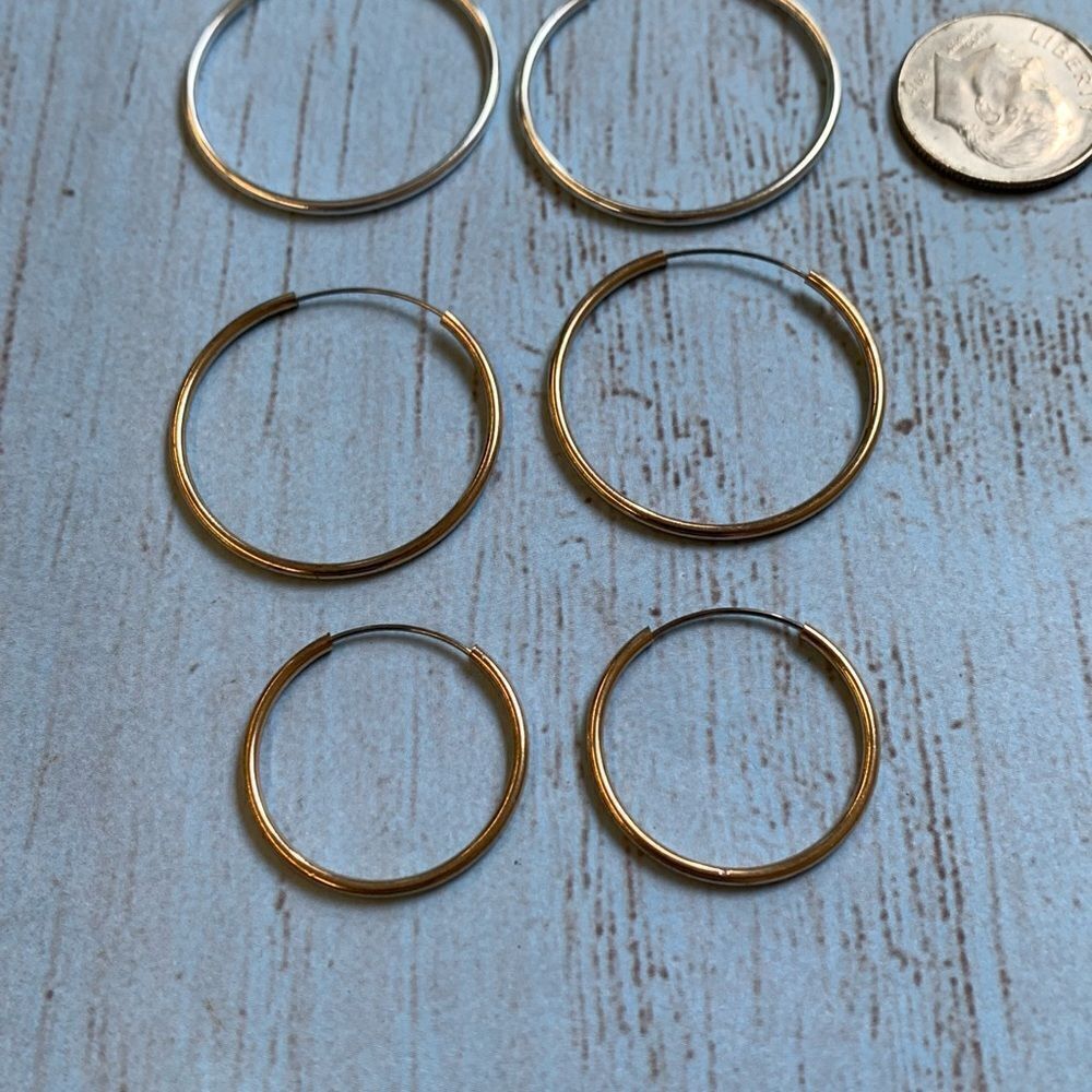 Silver Gold Infinity Wire Hoop Set - Picture 2 of 2